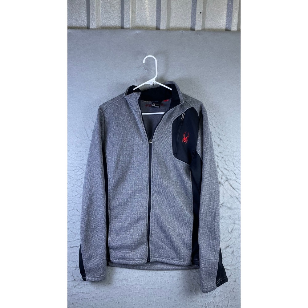 Spyder Full Zip Jacket Mens M Gray Excellent Fleece Lined Knit Activewear 14248